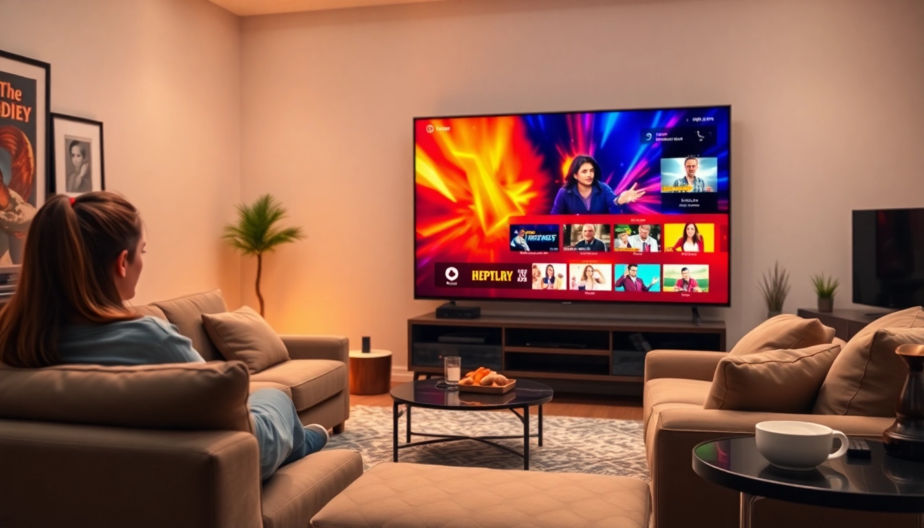 Comprar Listas IPTV - Exploring diverse streaming options in a cozy living room.