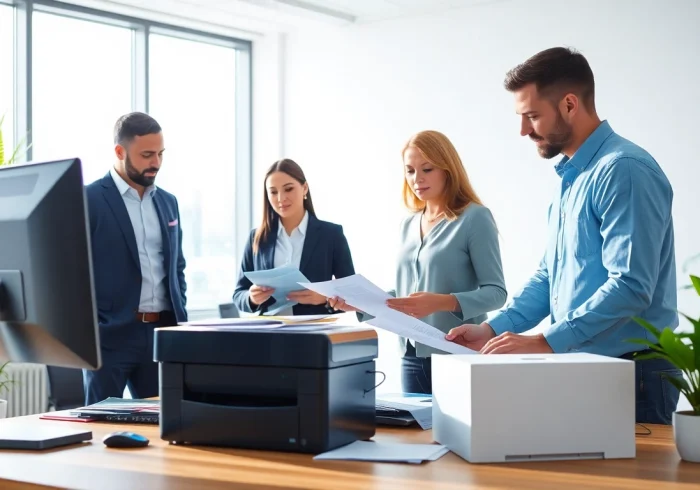 Showcasing QSM document clearing services as a professional team collaborates on document processing.